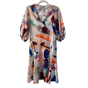 Robert Graham Colorful Abstract Long Sleeve Dress